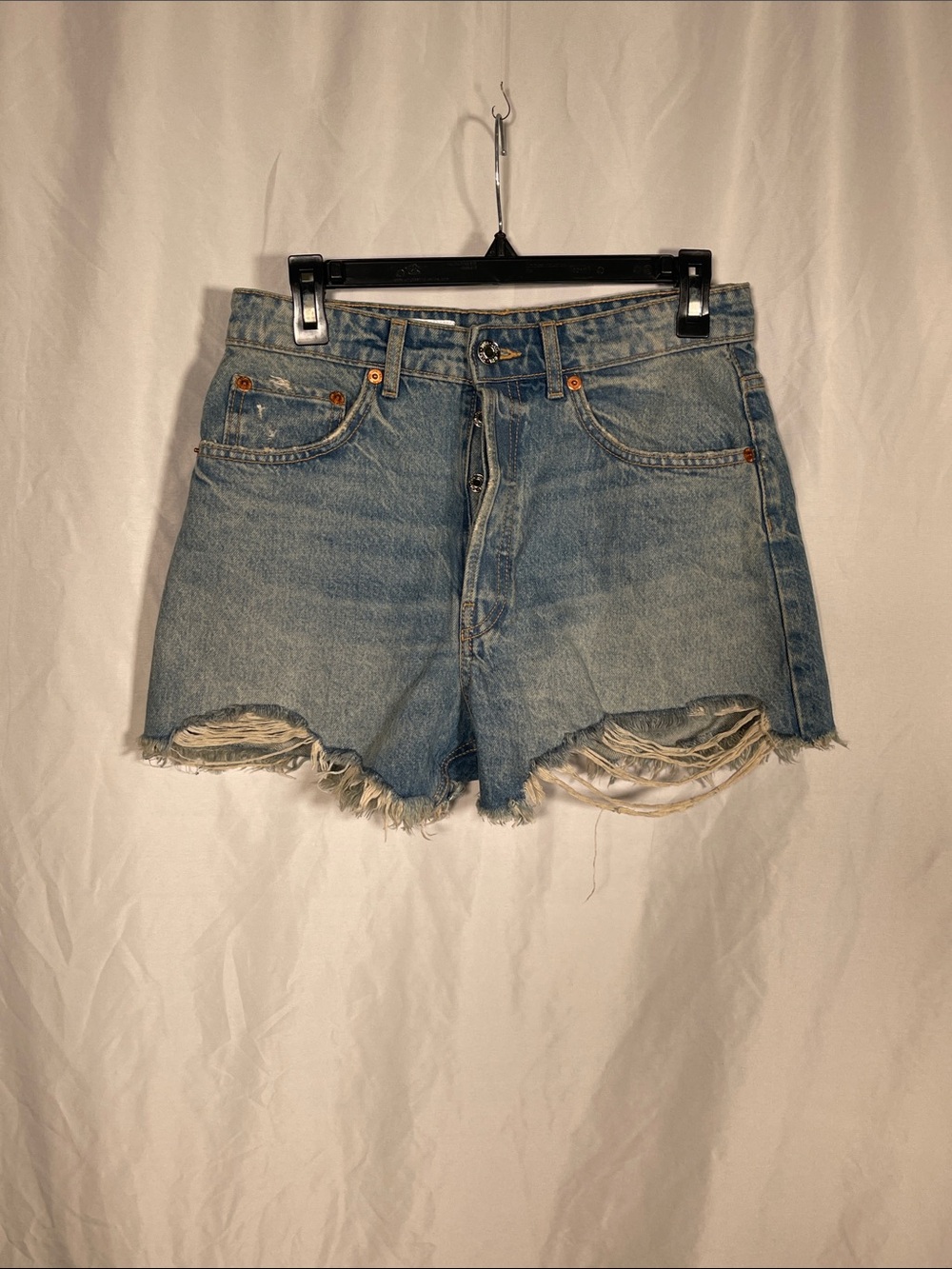 ZARA WOMENS JEAN DENIM SHORTS HIGH WAIST 8 2569/173/405/40